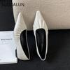 Fashion SUOJIALUN 2024 Spring New Women Flat Shoes Fashion Pleated Pointed Toe Ladies Ballerinas Shoes Flat Heel Shallow Slip On Ballet