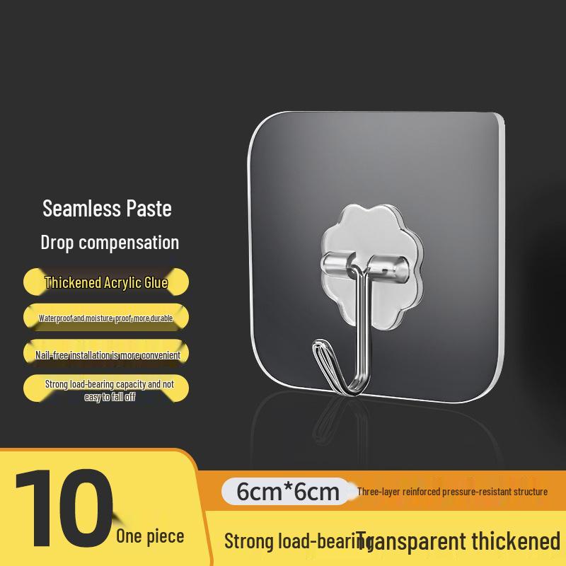 Punch-Free Transparent Wall-Mounted Adhesive Hooks