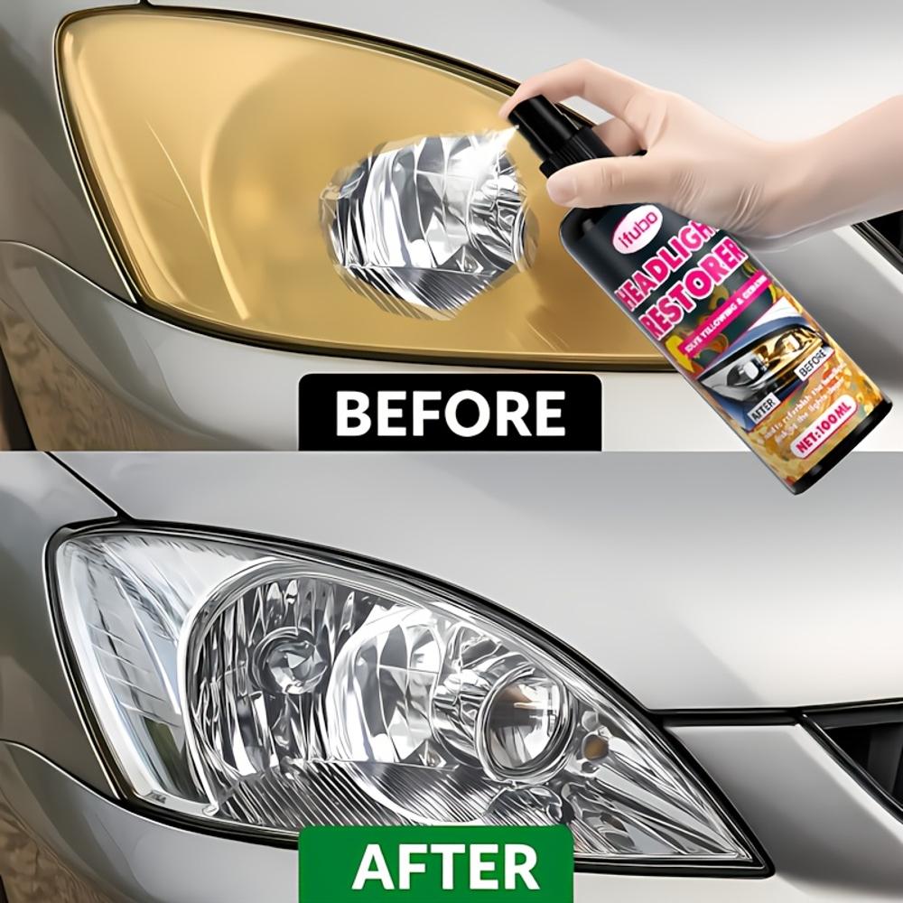 Professional Car Headlight Restoration Kit - Removes Yellow Coating, Enhances Brightness & Scratch Removal with Polishing | PE M