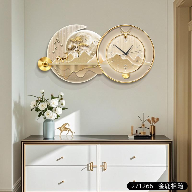Modern Living Room Decoration Painting With Wall Clock Background Wall LED Silent Digital clock Corridor Mural Lamp Wall Clock (as the picture,30X60CM)