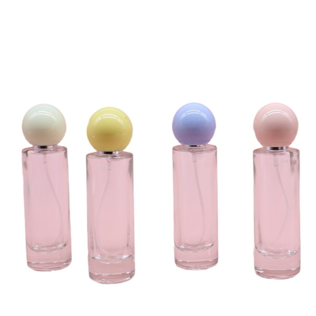 Colorful Round Ball Cap 30ML Small Cylinder Premium Perfume Bottle Portable Dispensing Cosmetic Spray Glass Bottle