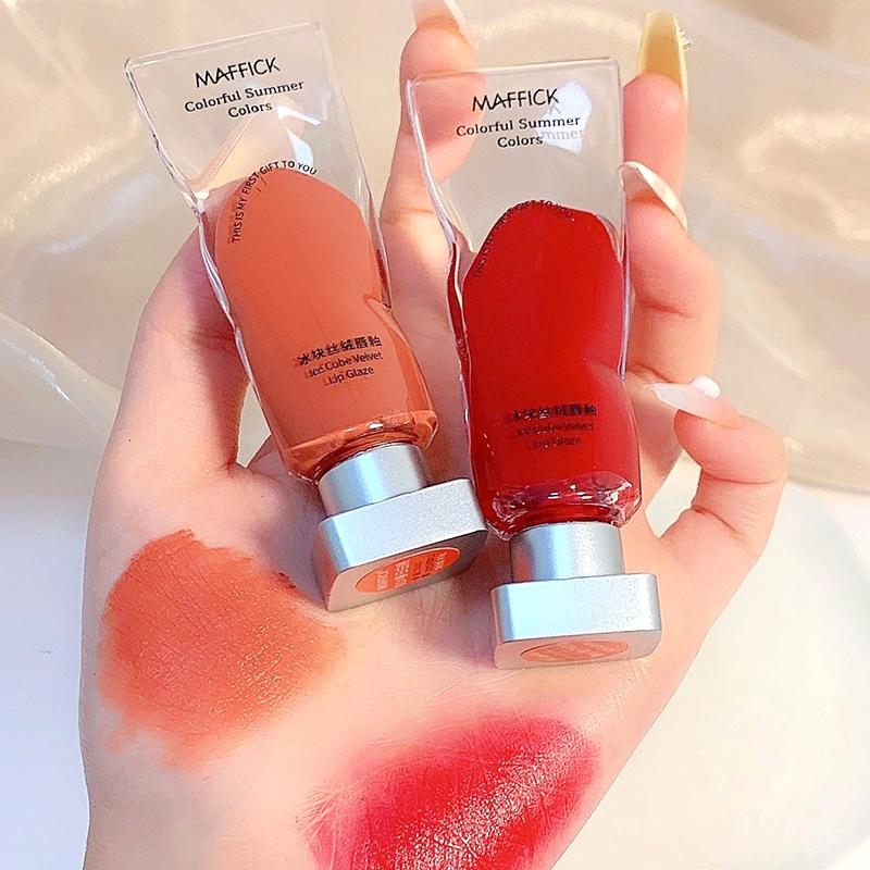 Ice Velvet Moisturizing and Hydrating Lip Glaze Natural White Mist Lip Glaze Matte Lip Gloss Waterproof Lipstick Lasting Setting Women's Makeup