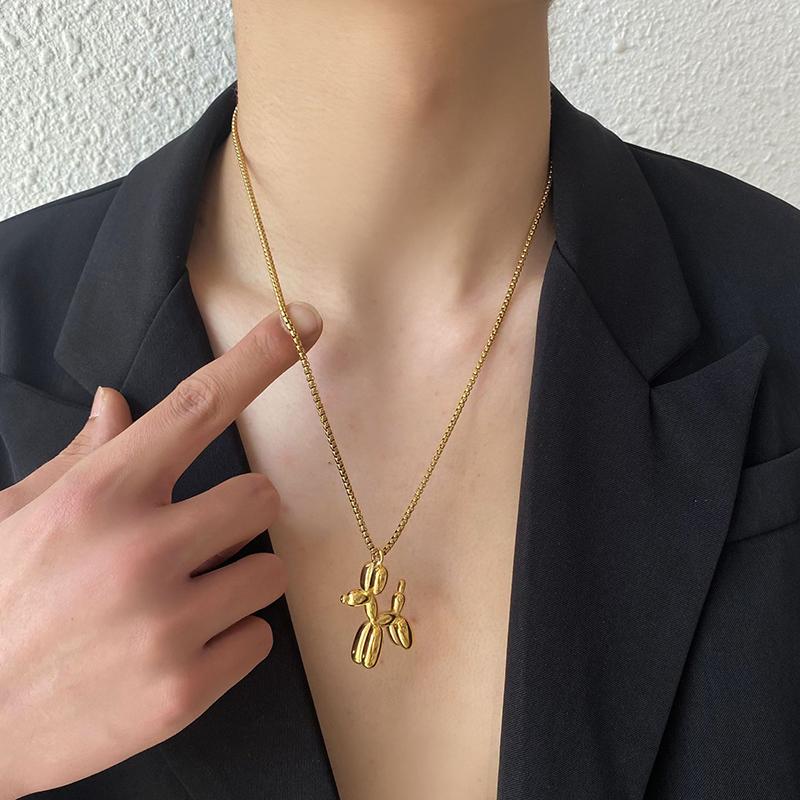 Fashionable And Creative Metal Balloon Dog Pendant Necklace Suitable For Men And Women Fun And Personalized Daily Jewelry Gifts