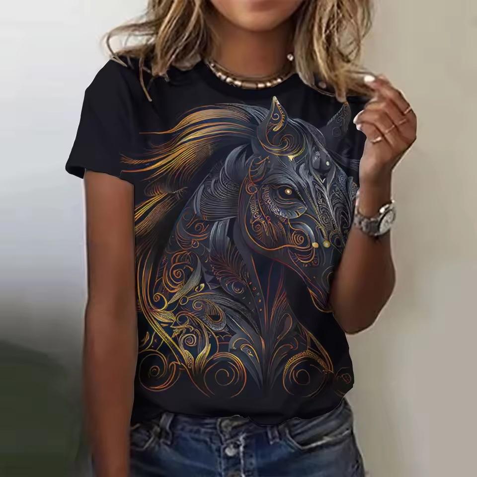 Fashion Printed Women's Top Casual Short Sleeve Crew Neck T-Shirts Women’s