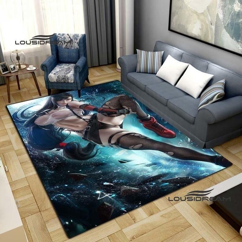 Sexy Tifa Aerith Koberce a Rug anime sexy umění čtvercový obývací pokoj ložnice velká plocha měkký koberec domácí dětský pokoj podlahová rohož
