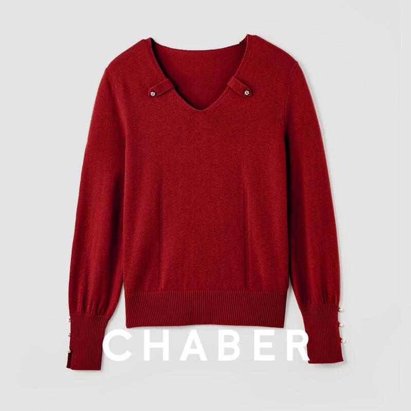 Chaber Women s Elegant V-Neck 100% Wool Knit Sweater One Size