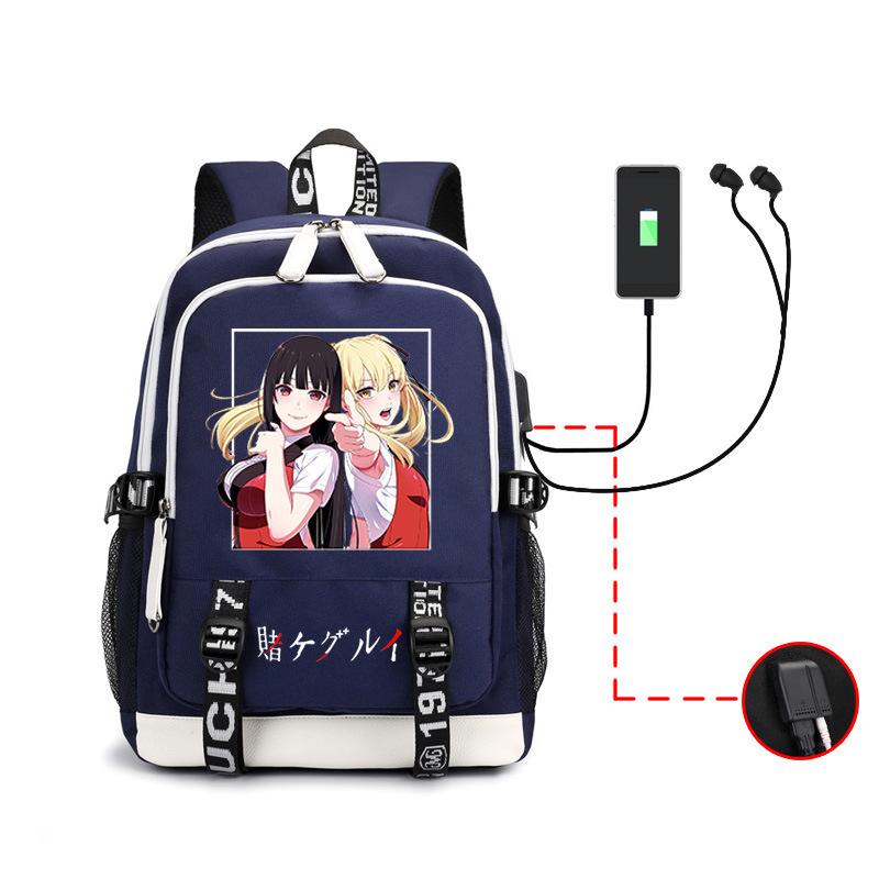 School bag, animation, the abyss of gambling, peripheral multi-function USB earphones, large-capacity men's business backpack