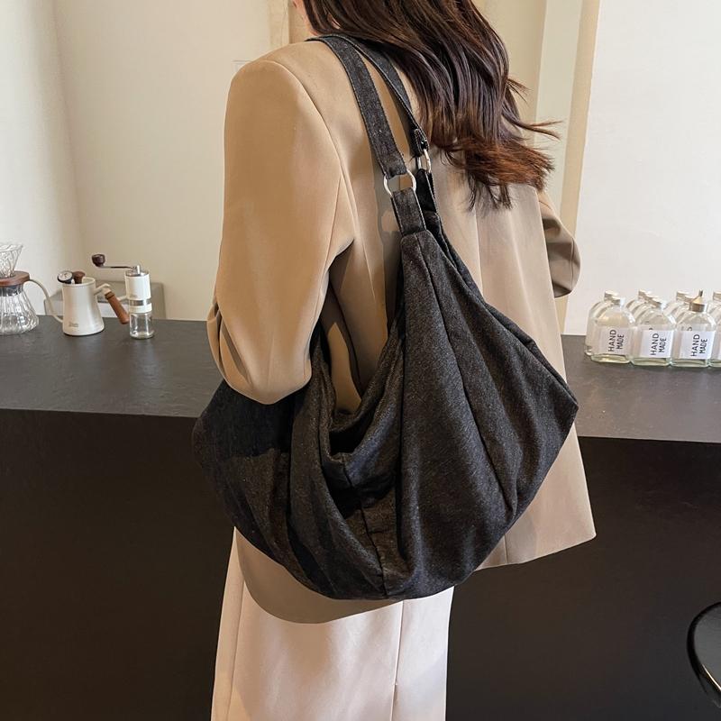 Zipper Monochromatic Women's Crossbody Bag  High-quality Denim  High Capacity  Swinging Shoulder Bags  New