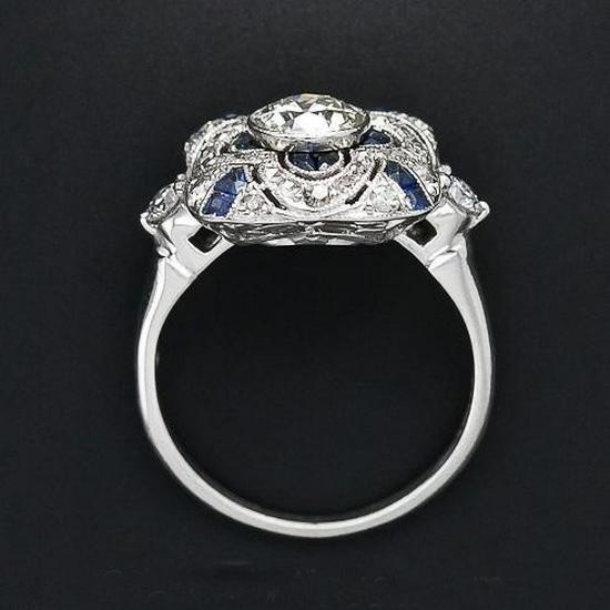 Platinum-Plated Blue Sapphire Women's Engagement Ring – European & American Boutique Jewelry