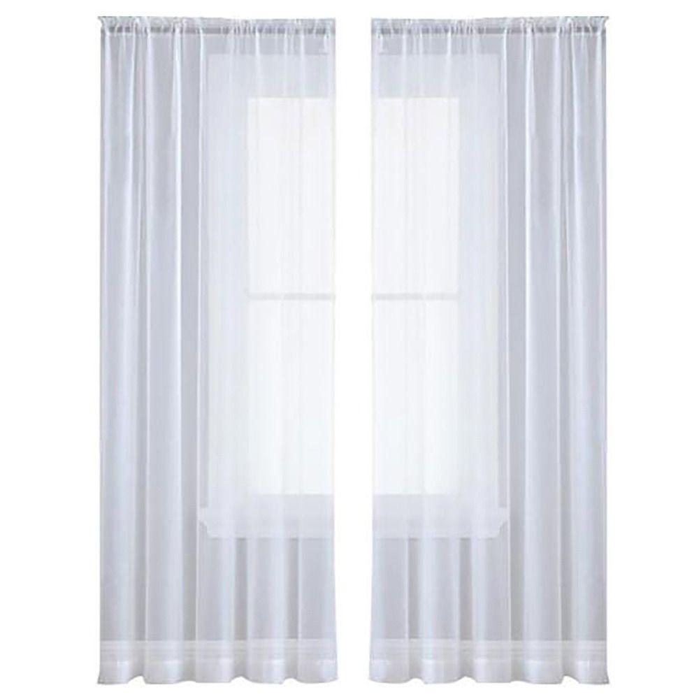 1/2 قطعة من ستائر الفوال الشفافة ذات الجيوب القضيبية لتزيين باب غرفة المعيشة وغرفة النوم والمطبخ