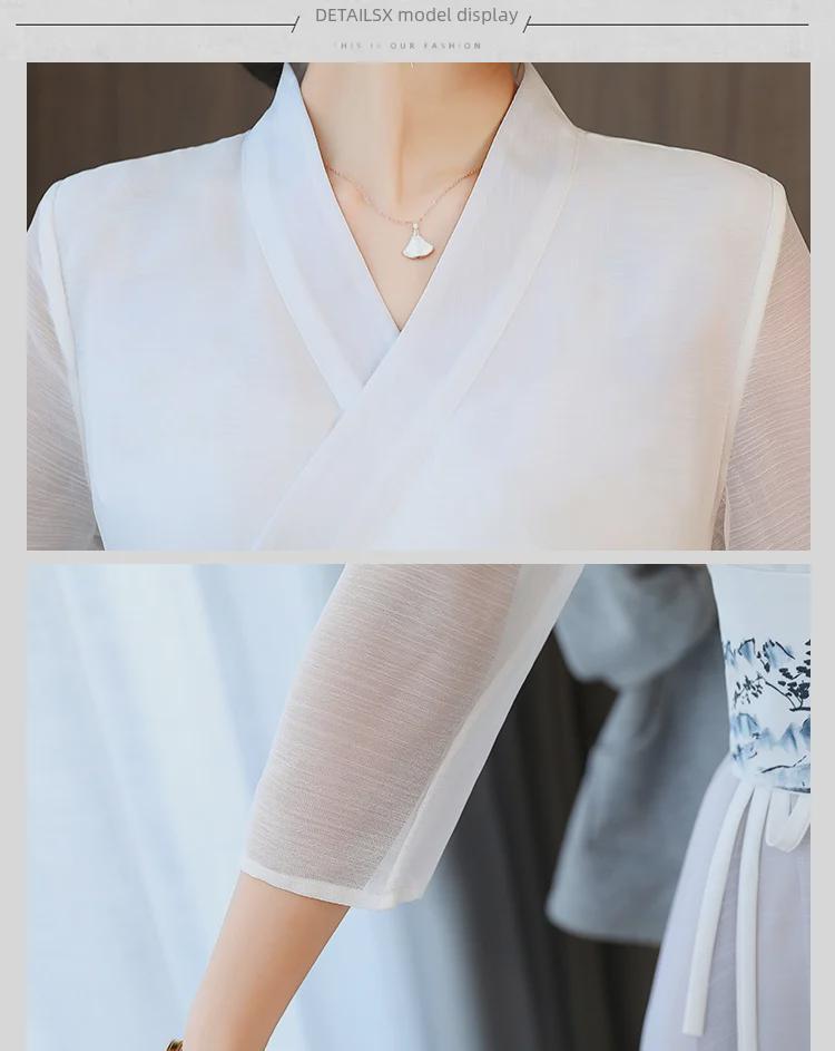 2025 Frühling/Sommer Hanfu-Kleid im chinesischen Stil mit Stickerei und langem Schnürrock