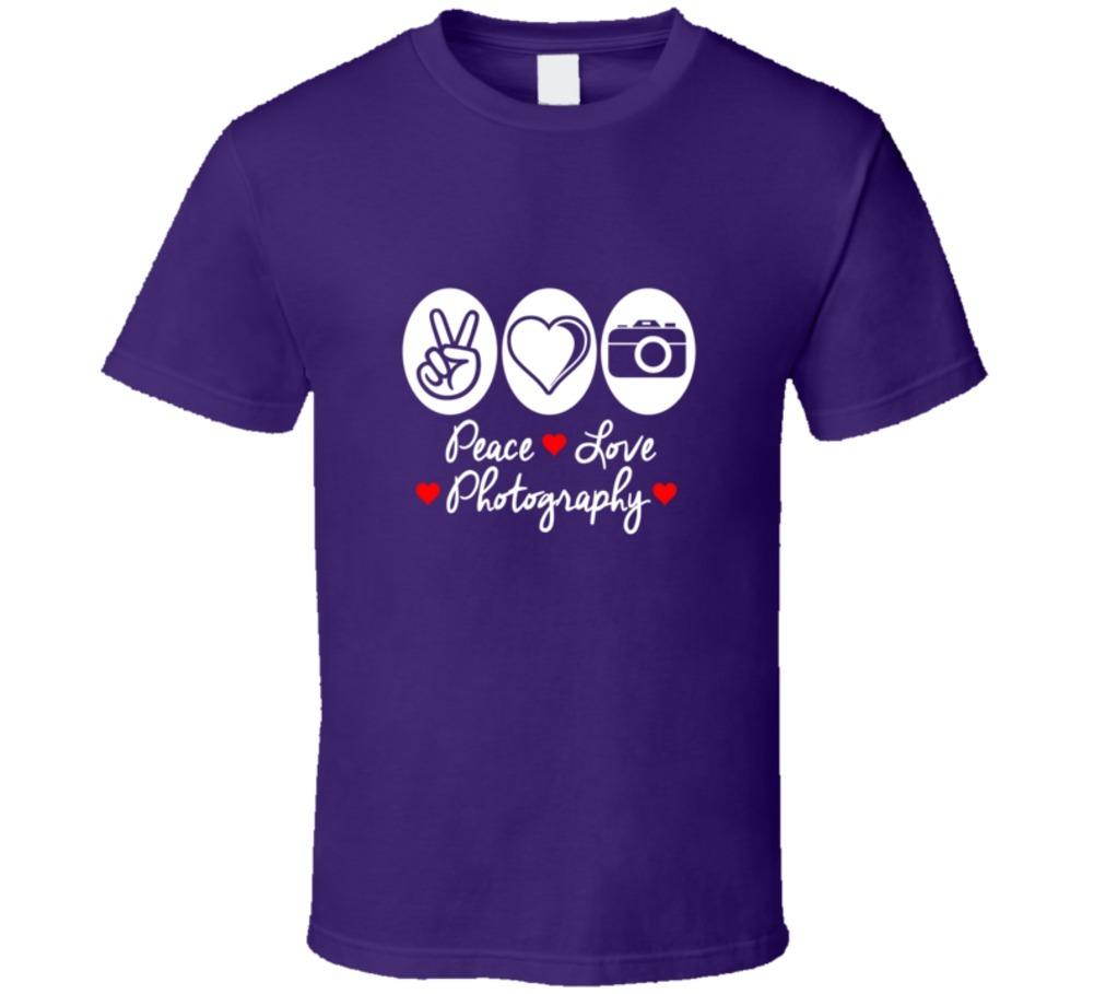 Peace Love Photography T-Shirt Photographer Camera Novelty New Gift Heart TShirt XL