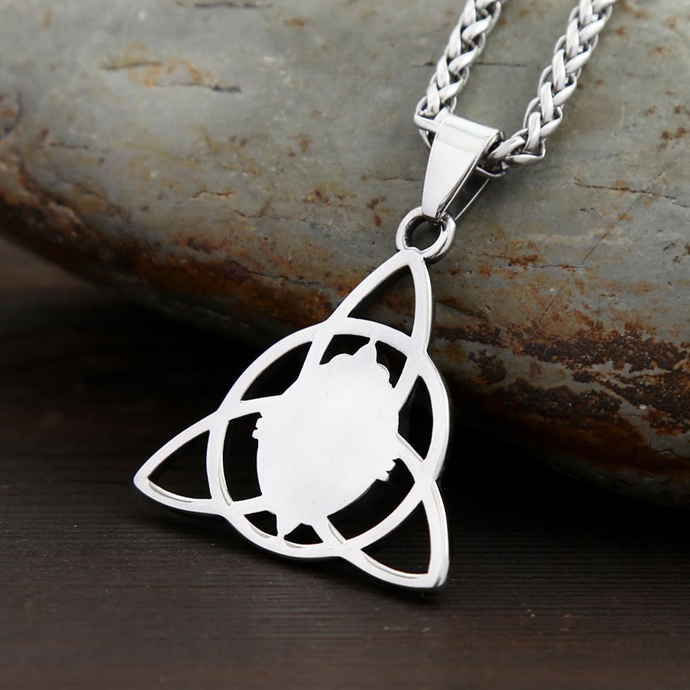 Vintage Nordic Stainless Steel Trinity Knots Pendant Necklaces For Men Women  Opal Necklace Viking Amulet Jewelry Gifts