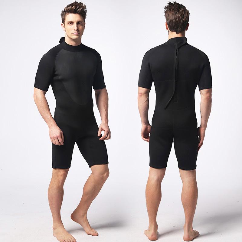 3MM Men's Short-Sleeve Shorty Wetsuit for Diving, Surfing, and Swimming