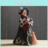 Halloween Witch Figurine With Broom Plush Decor For Spooky Room Atmosphere