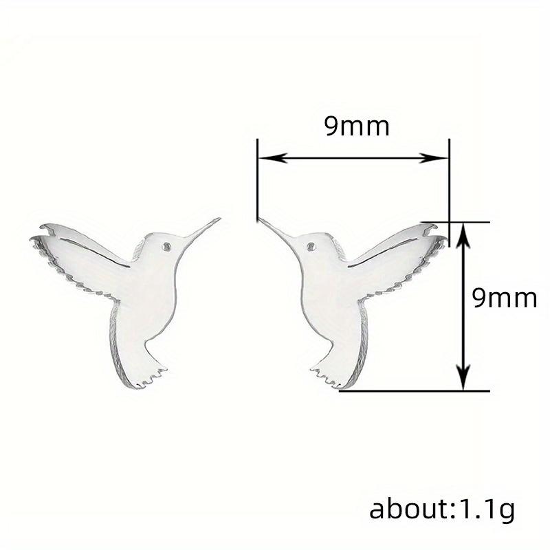 Silver Plated Hummingbird Stud Earrings, Minimalist Tiny Bird Studs, Dainty Animal Jewelry for Women