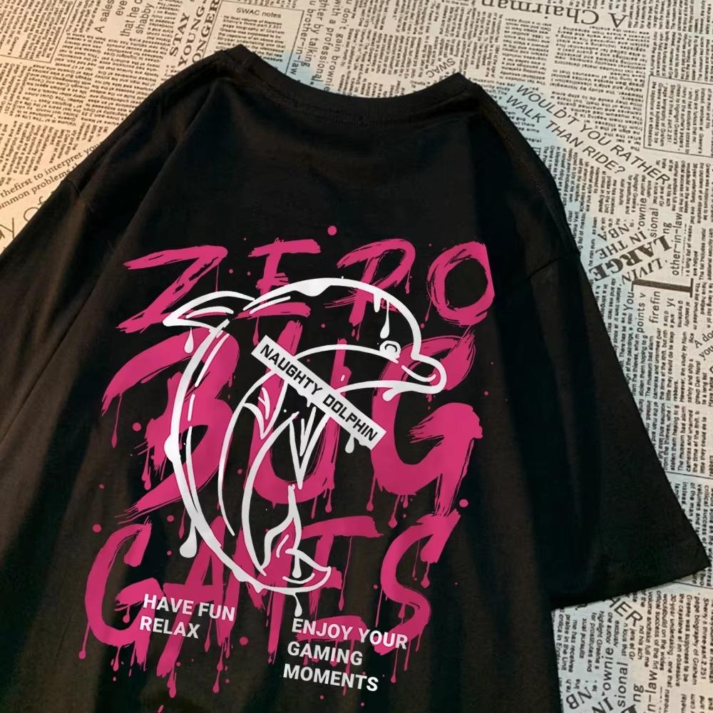 

Habe Fun Relax Zero Bug Games Мужская и женская футболка с круглым вырезом Свободные футболки Летняя мода Хлопковая футболка Одежда Повседневные футболки для пар XXXXXL чёрный
