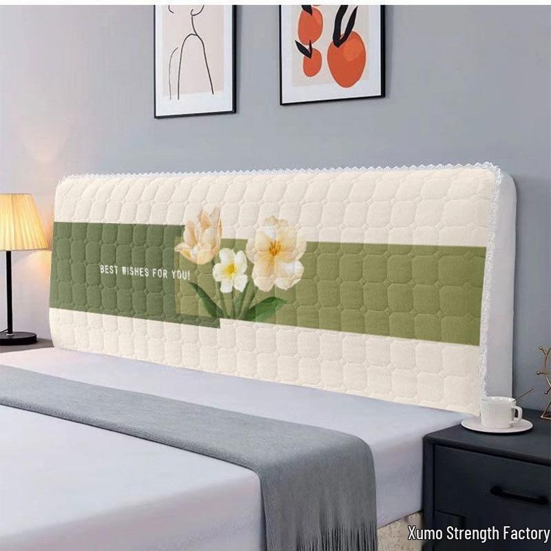 European-Style Quilted Headboard Dust Cover: Thickened Soft Upholstery, Solid Wood Compatible, Full Coverage Protection.