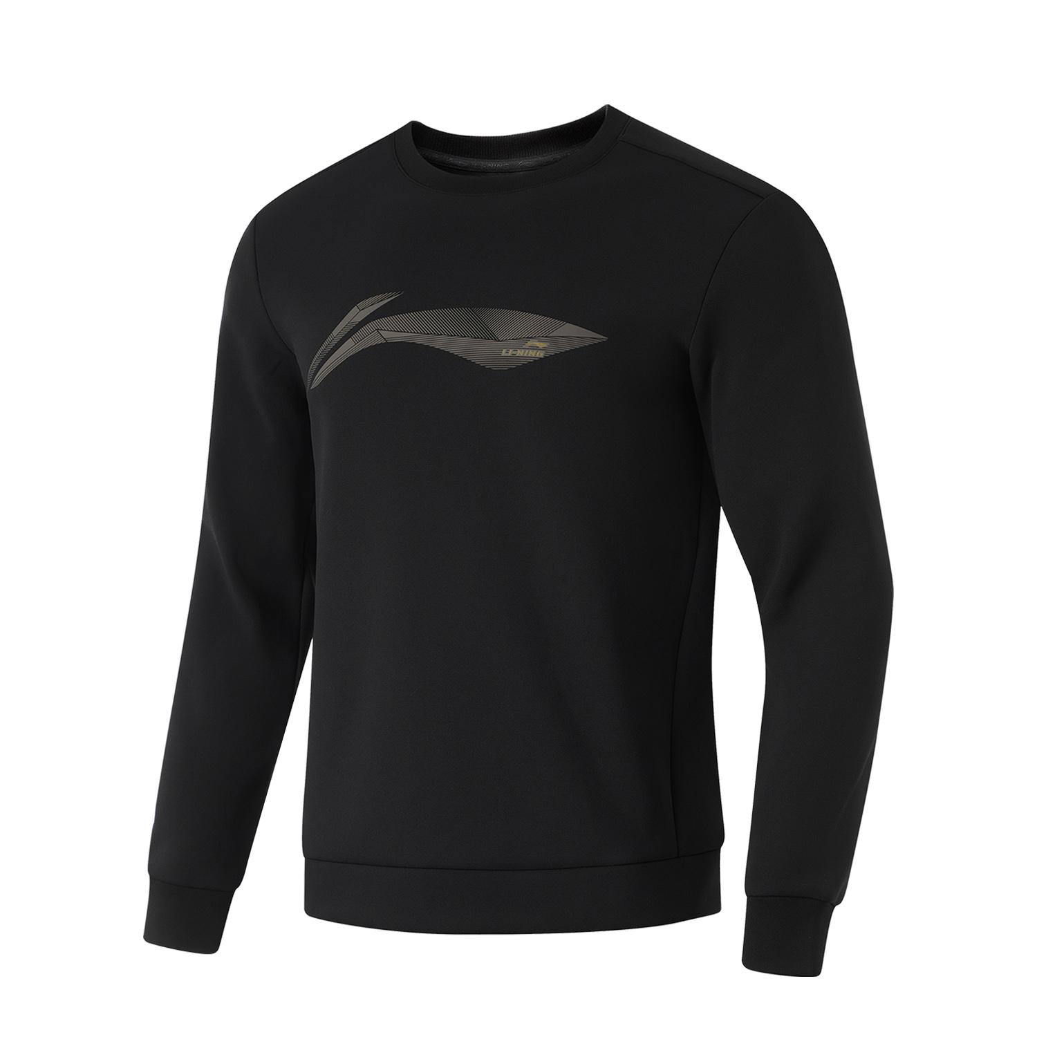 

Li Ning Fitness Series Sports Fashion Letter Round Neck Loose Comfortable Warm Fleece Long Sleeve Sweatshirt Men sweatshirt Black AWDU567-1 XXL