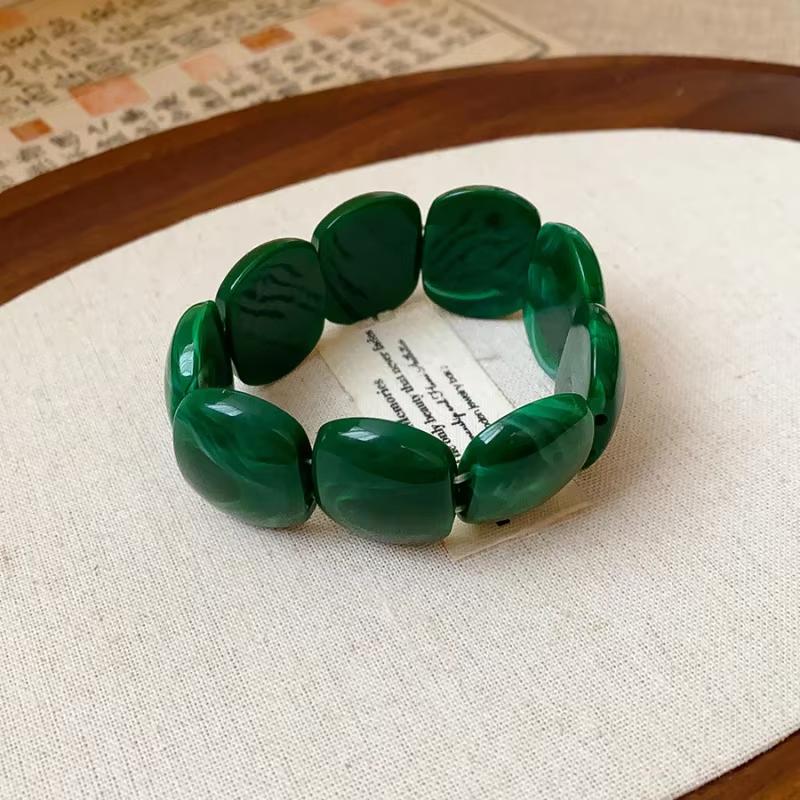 Bohomia Irregular Acrylic Oval Elastic Beaded Strand Bracelets for Women Vintage Leisure Bracelet Fashion Jewelry Gifts