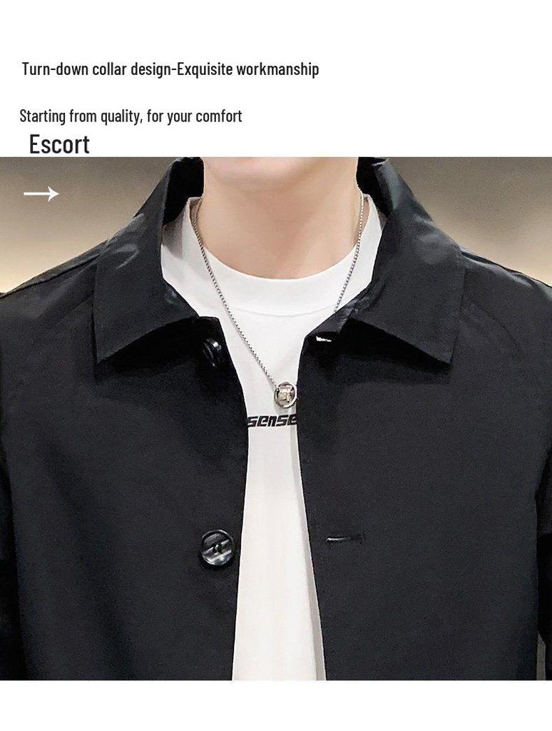 Men's Mid-Length Korean-Style Trendy Windbreaker Jacket - British Casual Coat for Spring/Autumn 2023