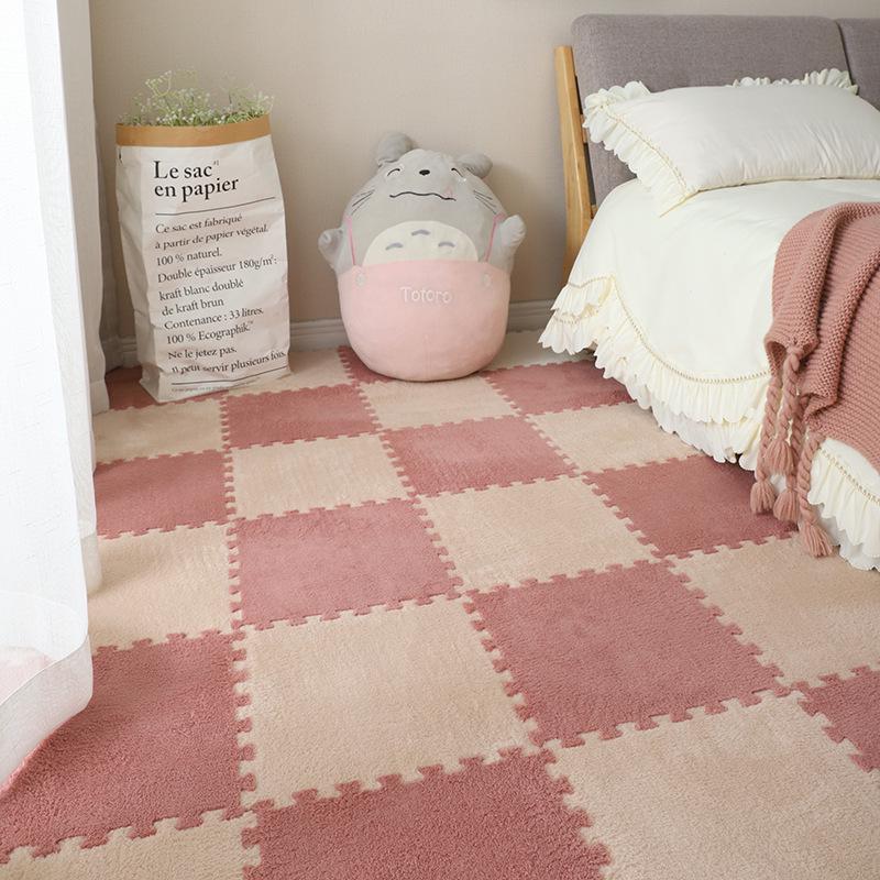 Cross-Border Mosaic Flannel Floor Mat – Removable & Washable, Perfect for Bedroom, Bedside, or Balcony.