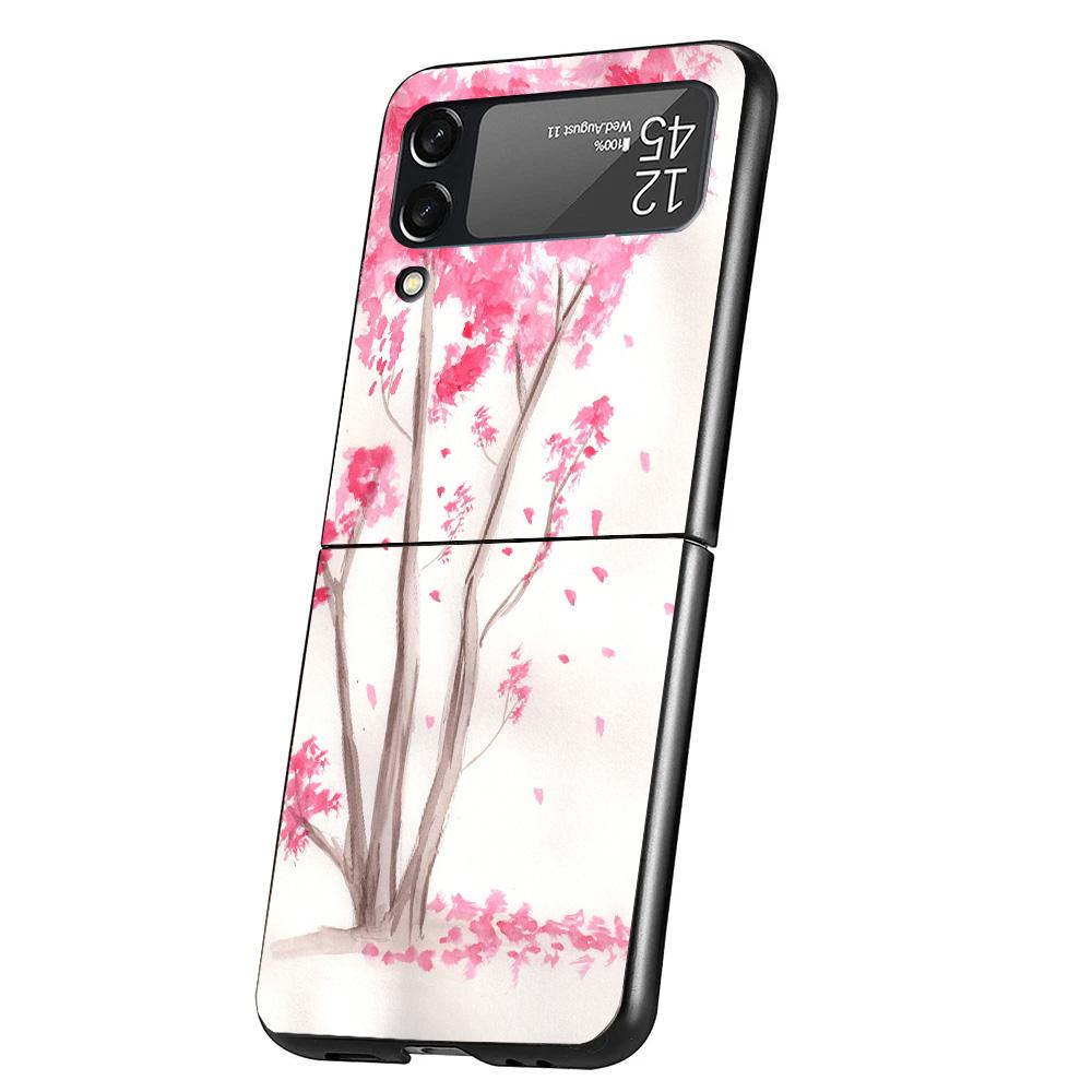 Cherry Blossom Tree Cover Phone Case For Samsung Galaxy Z Flip 7 6 5 4 3 5G Flip7 Flip6 Flip5 Flip4 Flip3 Black Fundas Shell Gal