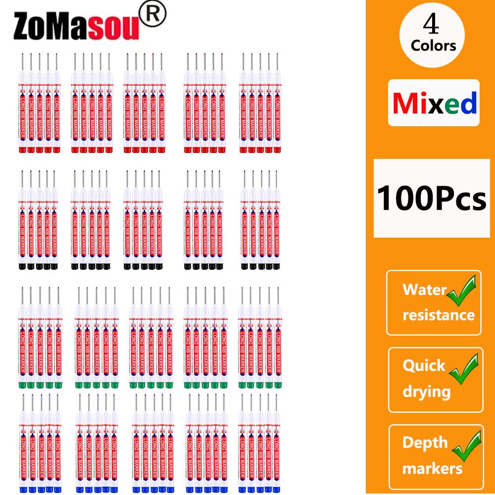 1-100 Stück 20mm Langer Kopf Markerstift Mehrzweck Holzbearbeitung Fliesen Dekoration Tiefloch Marker Stifte Rote/Schwarze/Blaue/Grüne Tinte
