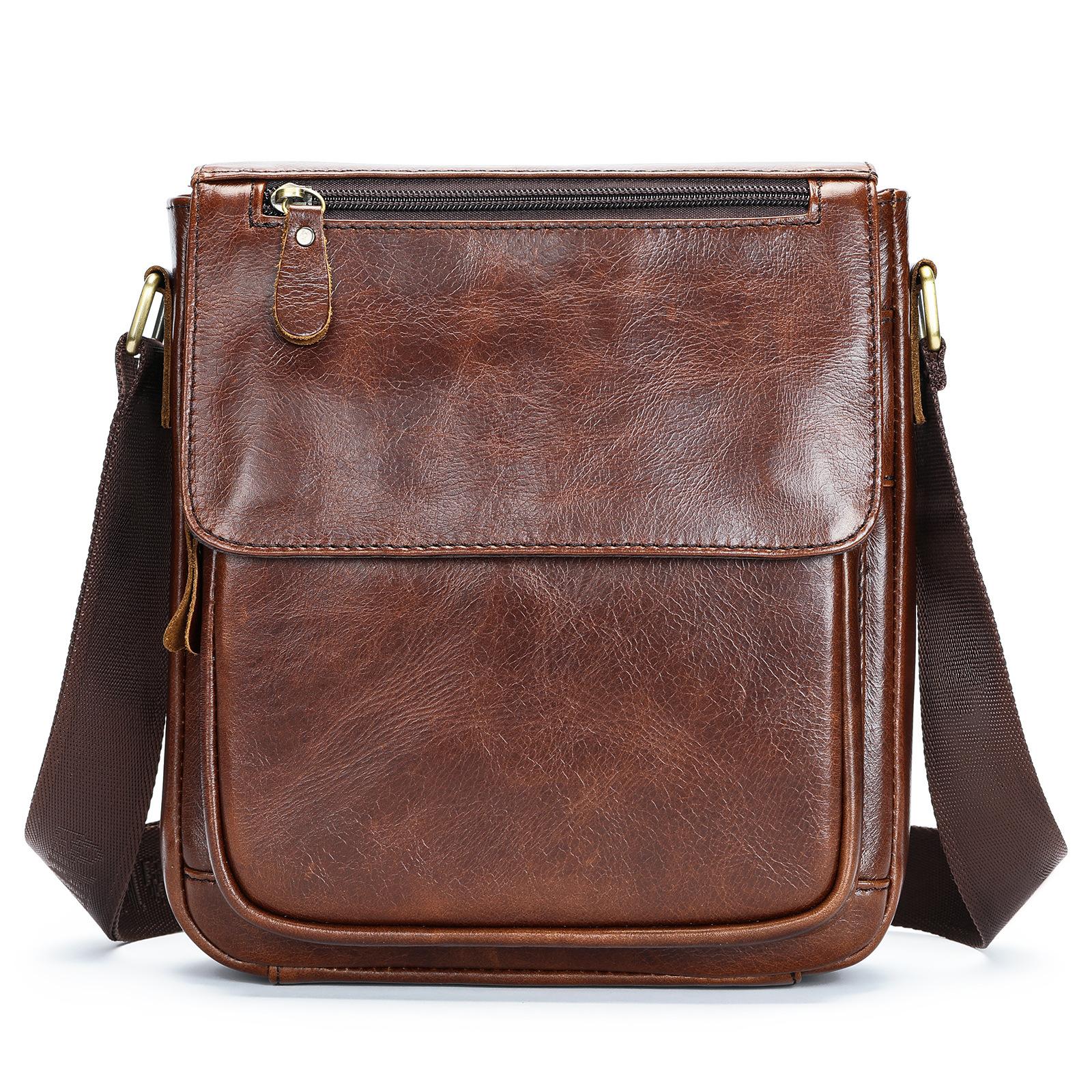 

Мужские сумки Кожаные сумки через плечо Повседневные сумки через плечо из коровьей кожи Деловые сумки через плечо красный/кофейный