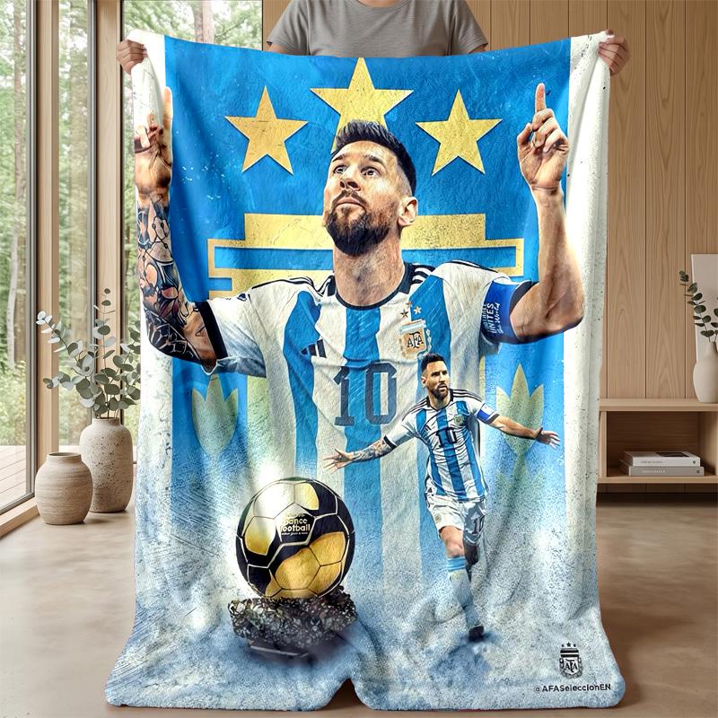 Lionel Messi Theme Blanket Soft Flannel Blanket Plush Throw Blanket Cozy Sofa Bed Blanket for Home Decor