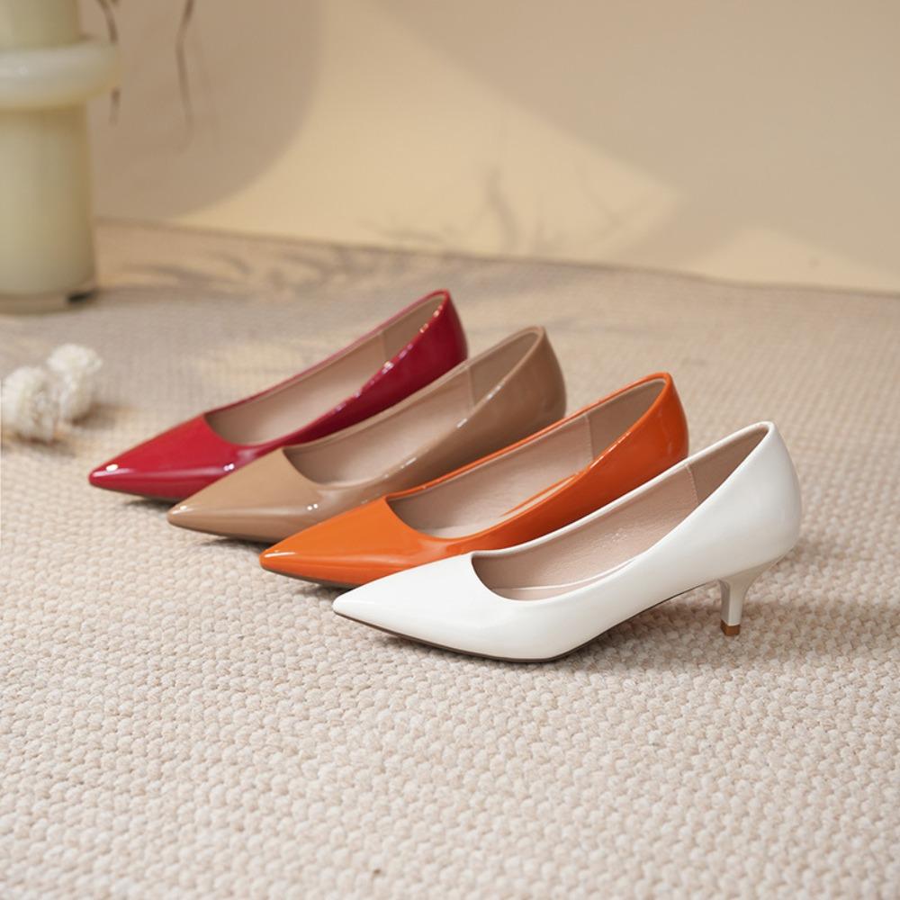 Professional High Heels Women's Pointed Head Shallow Mouth Large Size Single Shoes Black Medium Heel Dress Work Shoes Women