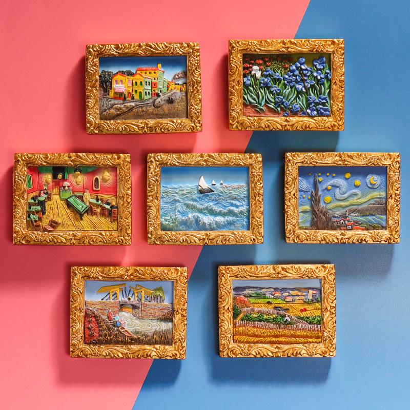 Van Gogh Refrigerator Magnets Cartoon Magnetic Stickers Handmade Resin Crafts Cute Souvenir Fridge Magnet Gift For Kids Birthday