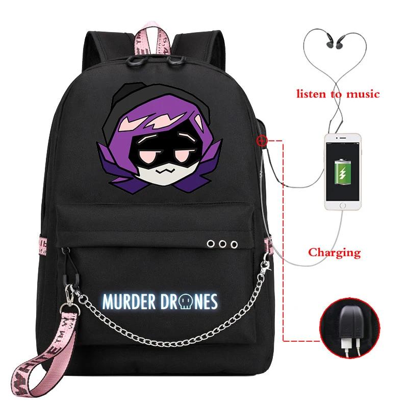 High Quality Murder Drones Fashion Backpacks Students Anime Back Pack USB Charging Outdoor Backpack Boys Girls Book Bags Mochila
