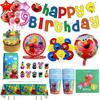 Cartoon Sesame-Street Party Decoration Elmo Theme Birthday Party Plate Cup Cake Topper Balloons Baby Shower For Kids Supplies
