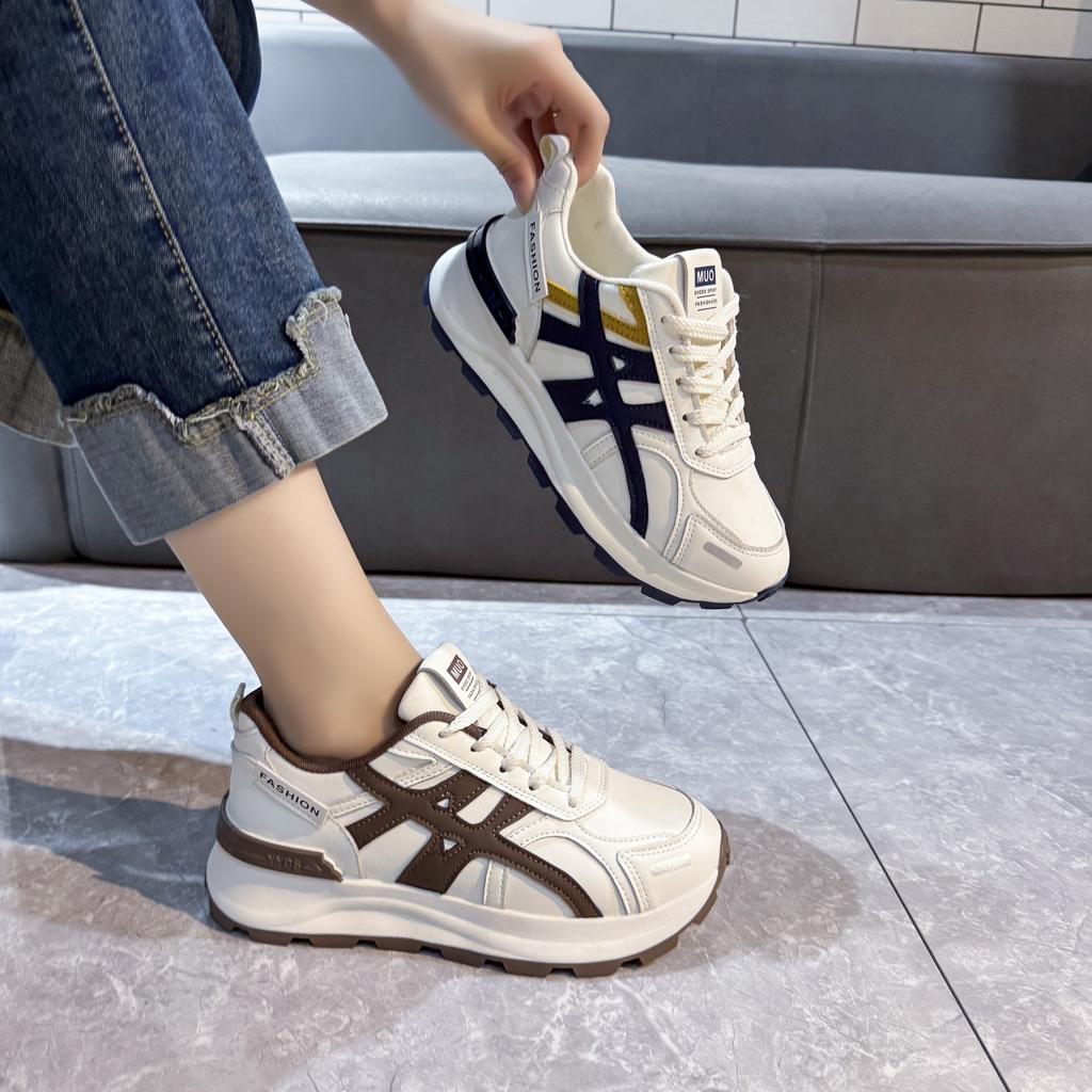 Leather platform Forrest Gump shoes women's 2025 autumn new fashionable versatile small height increase sports and leisure dad shoes