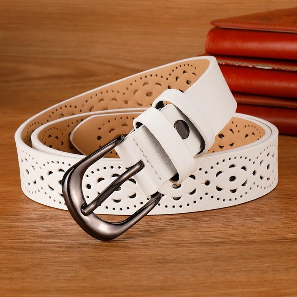Hollow Vintage Pin Buckle Strap Genuine PU Leather Luxury Female Waist Belt  Jeans Accessories