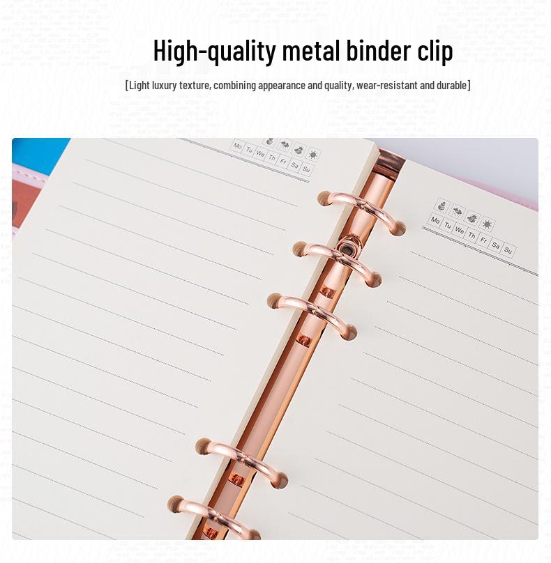 A6/A7 Leather Grid Pattern Binder Notebook with Custom Logo.