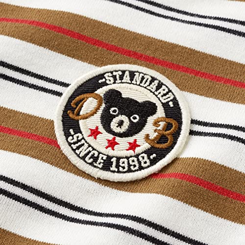 Miki House 60-5228-579 Double-Bee T-Shirt, Long Sleeve, Bordered, Thin, Boys, Girls, Baby, Kids, Children's Clothing, Braun, 6-12 Months