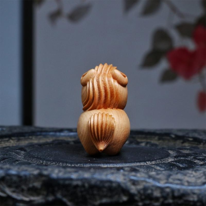 Natural Wood Miniature Horse Statue Artistic Handmade Craft Chinese Zodiacs Animal Figurine Ornament For Bookshelves Display