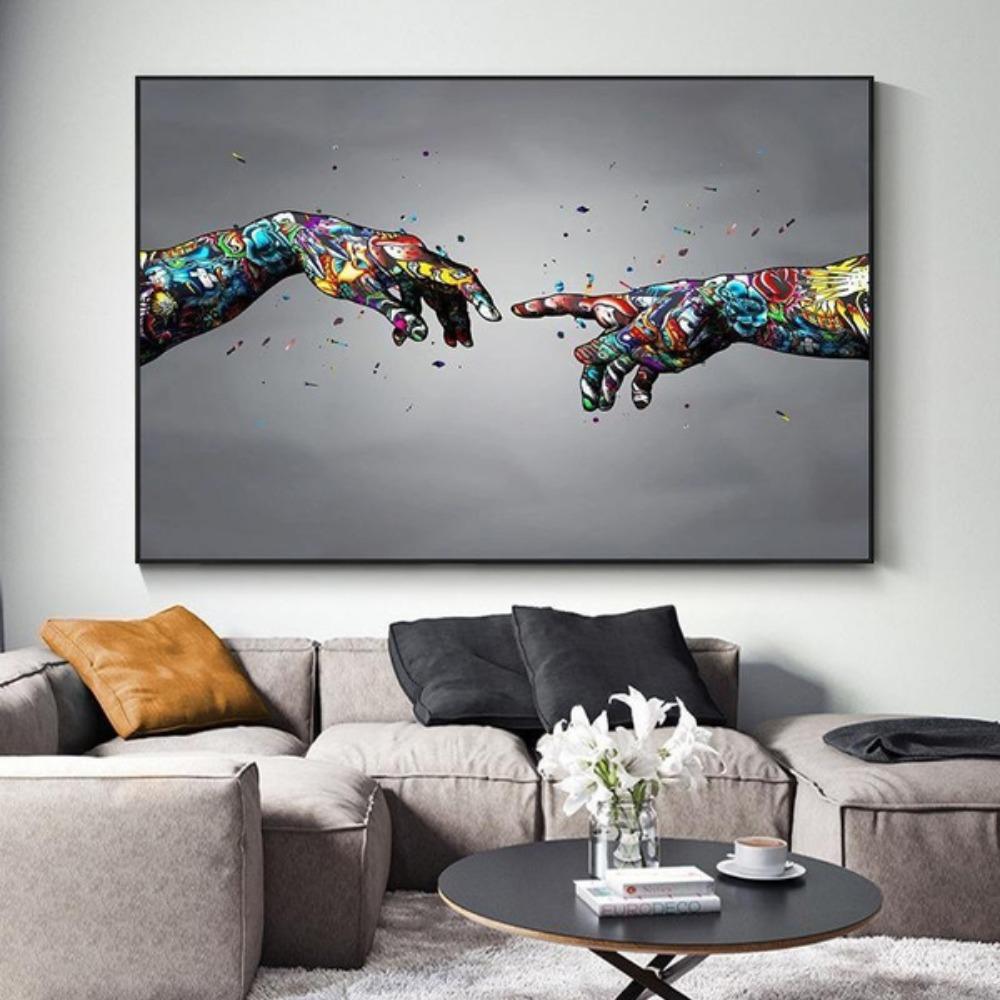 Pittura su tela astratta, poster di gesti, graffiti di strada, arte con le dita, stampa artistica da parete, stampe moderne, quadri modulari per soggiorno, arredamento per la casa