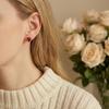 Trendy Silver Stud Earrings For Women Female Red Heart Shape CZ Gold Earings Fashion Ear Jewelry Accessories Gifts