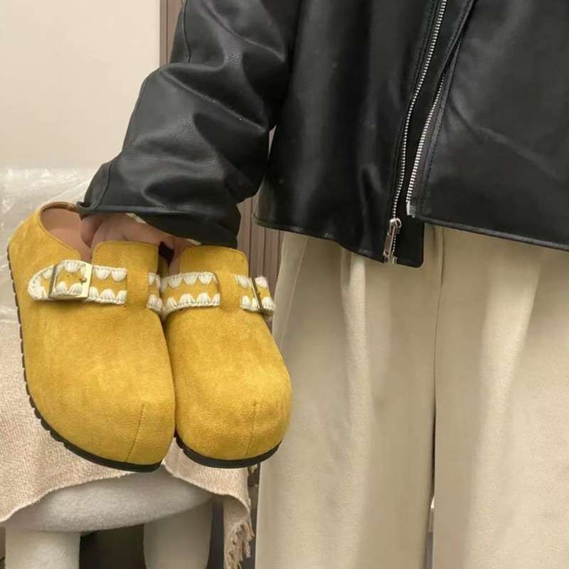 Platform Birkenstock Shoes Bag Head Half Slippers Women's Outer Wear 2025 New Spring and Summer One-pedal Ugly and Cute Boken Single Shoes Sandals