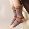 Winter Socks for Women, Mid-calf, Ethnic Style, Retro Girls, Versatile, Warm, Double-needle, Double-path Socks