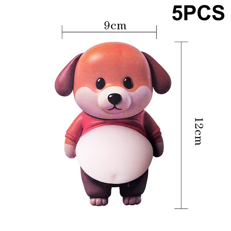 NEW 1/5Pcs 3D Cute Puppy Sticker Squeezeable Shiba Inu Sticker Refrigerator Wall Decoration Silicone Self-adhesive Sticker