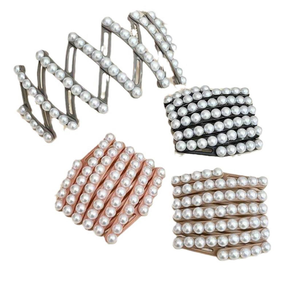 Korean Fashion Portable Hair Hoop For Women Foldable Headband With Anti Slip Designs And Faux Pearls Decoration