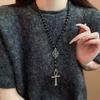 Ankh und Pentagramm Rosenkranz Halskette, Wicca, Heidnischer Rosenkranz Schwarze Perlen Anhänger Schmuck für Frauen Geschenk Mode Einfacher Schmuck