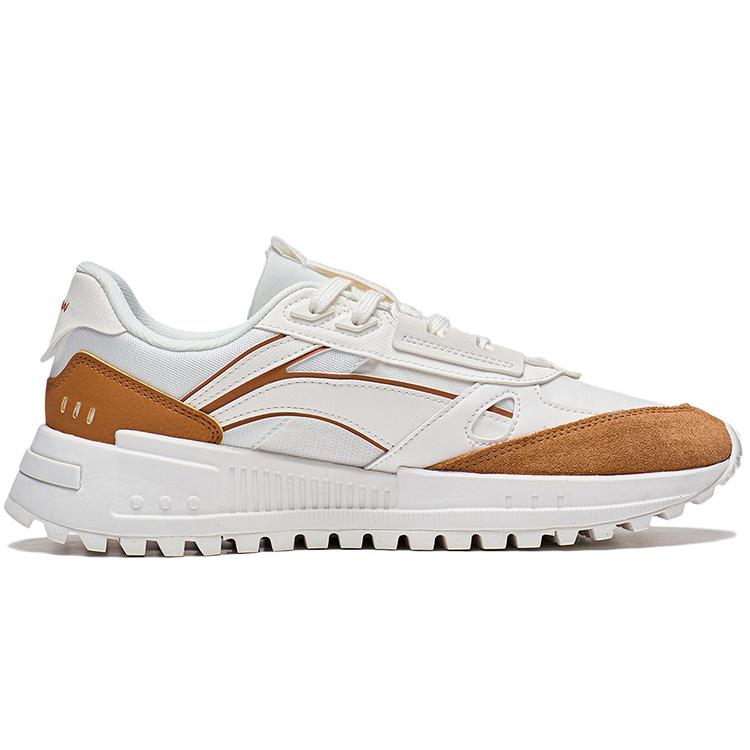 Li Ning Riding The Wind 2.0 Textile, Synthetic Leather Low Top Sports Casual Shoes Men's White Yellow AGCT155-6
