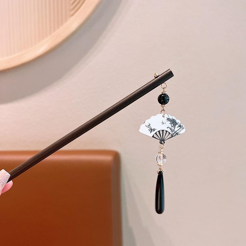 Exquisite Flower Tassel Wooden Hairpin Retro Chinese Style Handmade Floral Hair Stick Vintage Girls Women Hanfu Hair Accessories