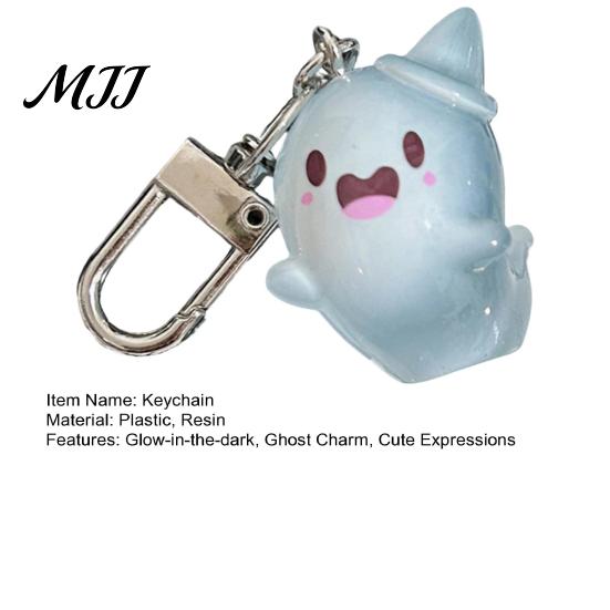Glow Keychain Glow-in-the-dark Ghost Luminous Design Multiple Expressions Halloween Bag Hanging Ornament Accessory