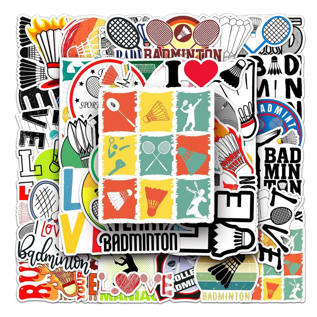 50 Badminton Doodle Cartoon Sports DIY Skateboard Mobile Phone Case Suitcase Sticker Waterproof
